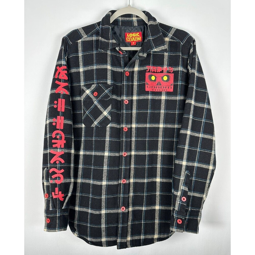Logic COADM Tour 2019 Bobby Boy Quilted Wool‎ Flannel Shirt Jacket Men’s M FLAWS